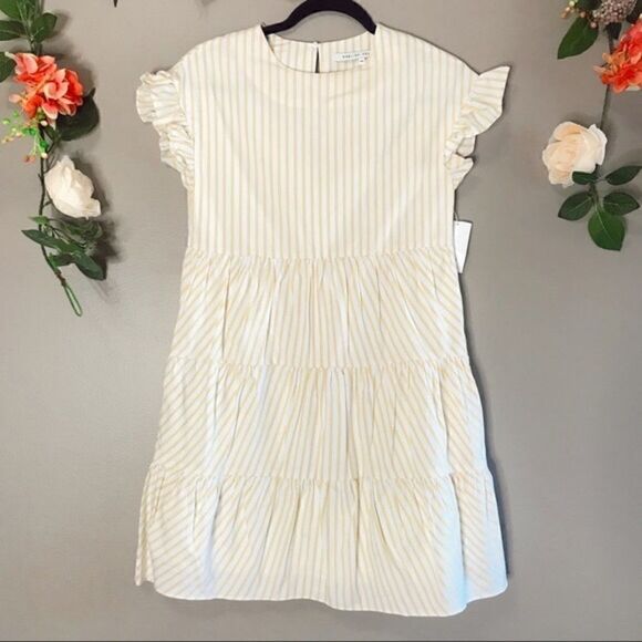 Saks off Fifth Yellow Striped Babydoll Dress - Picture 1 of 1